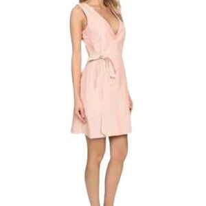Arc'teryx Vaseux Linen Blend Wrap Dress in Nectar Peach Pinstripe Size 10